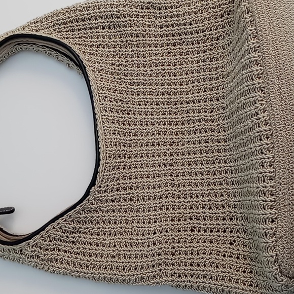 Sigrid Olsen-Vintage Crocheted Shoulder Bag w/Leather Strap & trim-Natural Beige - Picture 16 of 16